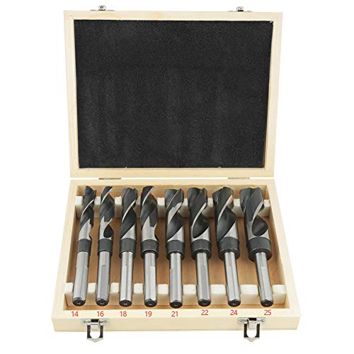 Jeu de Foret Hélicoïdal, 8pcs Foret HSS Hélicoïdal en Acier Trempé 1/2'' Fraise Mèche Métal 14mm 16mm 18mm 19mm 21mm 22mm 24mm 25mm Jeu de Bit pour Plastique Acier Aluminium Métal (Noir et Blanc)