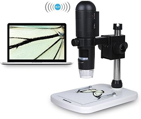 EMEBAY - 1080P Video/5Mega Still Image Wi-Fi Digital Microscope for iOS/Android/PC, 10x-230x Magnification, Micro-SD Card Storage, Battery Powered, Professional Detector Stage, PC Compatible, Measurement on PC etc
