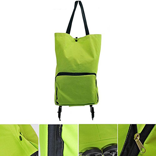 Gosear Große Kapazität Portable Zusammenklappbar Faltbare Falten Auf Rädern Einkaufen Cartbag Ins Rollen Reisetasche - 4