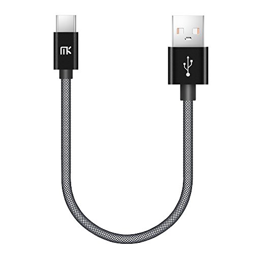 USB Typ C Kabel, MK PET Geflochtene Tangle-Free Hohe Geschwindigkeit USB-C auf USB-A Datenkabel Ladekabel für Neuen MacBook, ChromeBook Pixel, Nexus 6P / 5X und Andere Geräte mit Typ-C Steckverbinder (0.66ft / 0.2m, Schwarz)