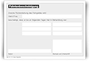 ‎MEYER-WAGENFELD Praxisformular "Fahrtenbescheinigung", DIN A6 Format, geblockt | 100 Blatt