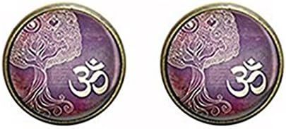 Tree Of Life bronze earring Yoga Jewelry Buddhism Purple Art earring