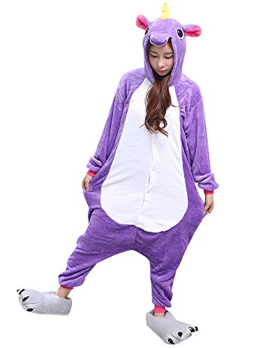 Kigurumi Pyjama Unisexe Adulte Anime Cosplay Halloween Girafe Costume Tenue Violet XL