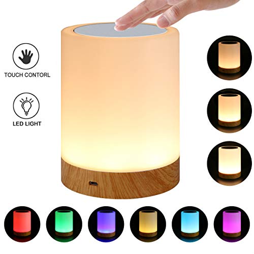 Preisvergleich Produktbild RQINW Nachttischlampe, Berührungssensor, Dimmbar, Farbwechsel LED Nachtlicht Für Schlafzimmer-Geschenk Für Frau Männer Kinder, 3,54 In * 4,72 In