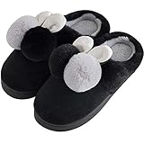 hausschuhe damen  Damen Hausschuhe Winter Plüsch Pantoffeln Slipper Warme Gefüttert Fell Hauspantoffeln Kuschelig Hasen-Optik Puschen Indoor Homme Frauen Hausschuhe mit Rutschfest Sohle