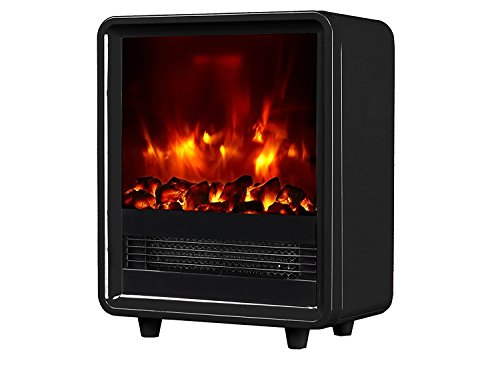 CrownFlame EF63B-B, Farbe schwarz, 12 Zoll tragbare Mini-Kamin-Heizung, umweltfreundliches, effizientes Heizelement, 2000W - 2