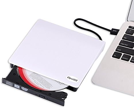 CIpotZIZ External USB 3.0 DVD/CD-RW Driver Burner Writer Player for Macbook Pro Air and Ultra Notebook PC Desktop Computer,Plug and Play,White