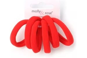 HD Novelty Set of 6 Soft Jersey Endless Hair Elastics Bobbles Bands 6-8mm Thick Elastic Hair Ties Ponytail Holders Stretchy Hair Bands Elastic Cords Hair Accessory for Girls Women Ladies (Red)