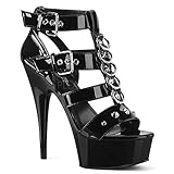  Pleaser DELIGHT-658 Damen Plateau High Heels, Lack Schwarz, EU 39 (US 9)