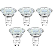 Lepro GU10 LED Bulbs, Daylight White 5000K, 50W Halogen Spotlight Equivalent, 4W 350lm, 120° Beam Angle, Glass, AC 220-240V, Pack of 5