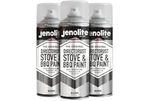 JENOLITE Directorust Peinture en aérosol pour barbecue et poêle | ARGENT | Peinture très haute température - 650°C | Barbecues, poêles, foyers, automobiles et plus | 3 x 400 ml