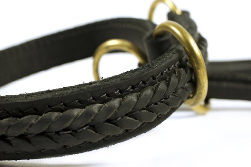 Dean-and-Tyler-CLASSY-KEIR-Choke-Dog-Collar-Solid-Brass-Hardware-Black-Size-41cm-x-3cm-Width-Fits-neck-size-14-Inches-to-16-Inches