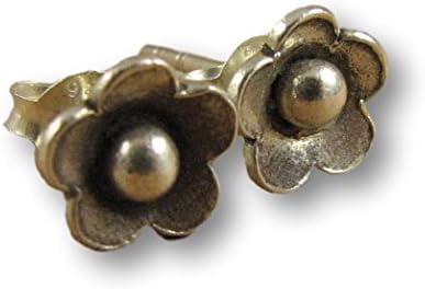 Fine silver, tiny flower earrings. Studs. Sterling silver butterflies.