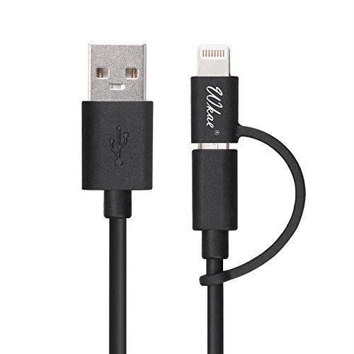 [Apple-MFI Certified] Wkae & reg; 2-in-1-Blitz zum USB-Kabel 8pin + Micro USB Ladekabel / Daten-Synchronisierungs-Kabel für iPhone5 / 5s / 5c / 6/6 Plus Apple iPad Mini / IPAD AIR / iPod nano / iPod Touch / Samsung Galaxy S4 / S3 / Galaxy Tab Tablet PC Laptop Smartphone 1M (Black)