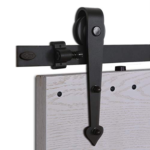 CCJH 5FT-152.6cm Herraje para Puertas Kit de Accesorios para Puerta Correderas Juego de Armarios de Acero Corredizos para Puertas Corredera Riel Rueda para Puerta de Madera Individual