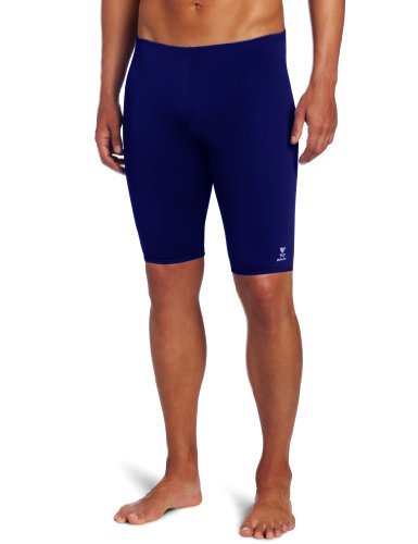 TYR Men's Solid Durafast Jammer Swim Suit (Navy, 30)