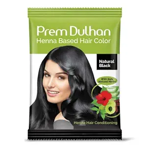 Prem Green Dulhan Natural Black Henna Based Hair Color 10 g (Pack of 10)