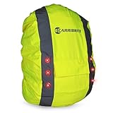 Hi Vis Backpack Cover with LED Flashing Lights for Visibility, Waterproof Bag Rucksack Cover