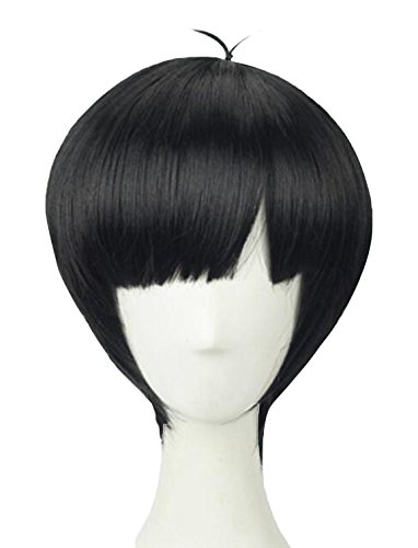 Aicos Osomatsu san Matsuno Ichimatsu Straight Short Black Neat Bang Full Cosplay Wig
