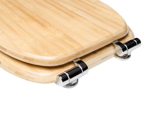 WC Sitz mit Absenkautomatik, hochwertige Oberfläche, einfache Montage, stabile Scharniere, Bambus - 6