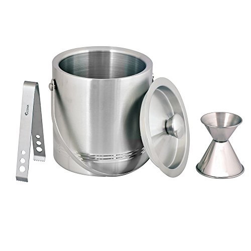 Kosma Edelstahl Doppel Wall Ice Bucket 1,5 Liter mit „GRATIS“ Ice Tong & Doppel Sprit Maßnahme 30/60 - 2