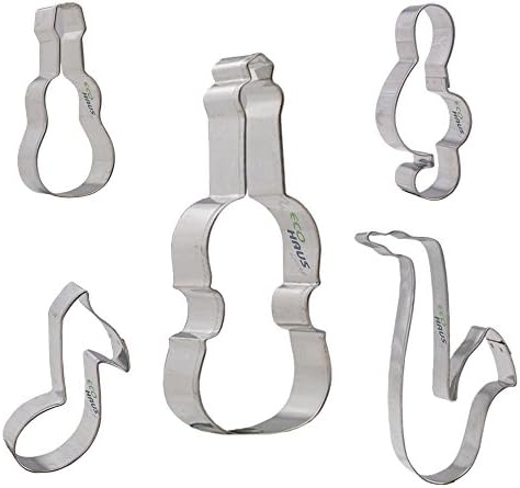 CULIMI Cookie Cutter - 5 pcs Stainless Steel Shaped Biscuit Cutters - Ideal for Fruits Fondant Dough Bread Sandwich Vegetables (Musik)