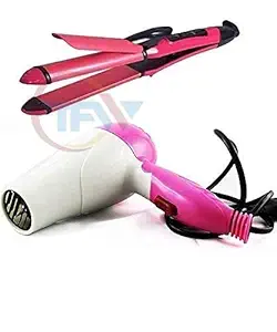 TFW 2 in 1 Hair Straightener Curler Combos Hair Styling Tools |Hair Straightener & curler Combo Offer With Professional Hair Dryer | Combo of Hair Dryer and Hair Straightener(MULTI COLOR)