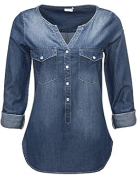 Jacqueline de Yong Only Damen Jeansbluse Langarmbluse Tunika