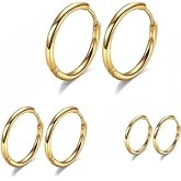 316L Cerrahi &Ccedil;elik Halka K&uuml;pe Seti, 3 &Ccedil;ift Altın/G&uuml;m&uuml;ş Renk Hipoalerjenik Piercing K&uuml;pe, Kadın Erkek Unisex Helix Tragus Kıkı