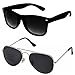 Silver Kartz Classic Combo Wayfarer Aviator Unisex Sunglasses (AV033|40|Black) RS.295.00