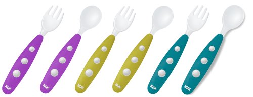 NUK 10255047 - EASY LEARNING Mini-Besteck, 2-teilig, Kunststoff, ideal zum Essenlernen, kindermundgerecht, BPA-frei, Farbe nicht frei wählbar