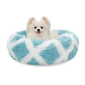 Dono Calming Dog Cat Bed,Donut Washable Anti-Slip Warming Cozy Soft Dog Round Bed Anxiety Fluffy Faux Fur Plush for Puppy Small Medium Dogs and Cats