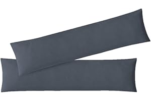 EXKLUSIV HEIMTEXTIL Kissenhülle Kissenbezug Doppelpack mit Reißverschluss hochwertige Jersey Qualität Anthrazit 40 x 145 cm