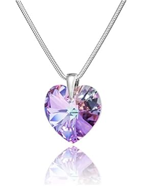 LillyMarie Damen Kette Silber 925 original Swarovski Elements Herz mehrfarbig lila Schmuck Etui Geschenk Freundin...