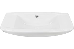 ‎AQUASU 'aquaSu® Handwaschbecken scaLma, 50 cm Waschtisch platzsparend, Sanitärkeramik, Überlauf mittig, Hahnloch rechts oder links, Gäste-WC, 50 x 22 cm, weiß, 572095