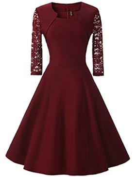Changuan Damen Weinlese Retro Rockabilly Cocktail Party Kleid 2/3 Ärmel
