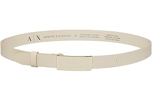 Armani Exchange Real Leather, Gold Detail Logo Plate Ceinture Femme