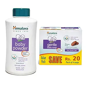 Himalaya Baby Powder, 700g and Gentle Soap Value Pack, 4 * 75g Combo