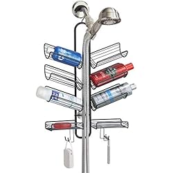 mDesign étagère de douche à suspendre - serviteur de douche pratique en métal à fixer sans percer - 8 paniers et 4 crochets pour les produits de bain - noir mat