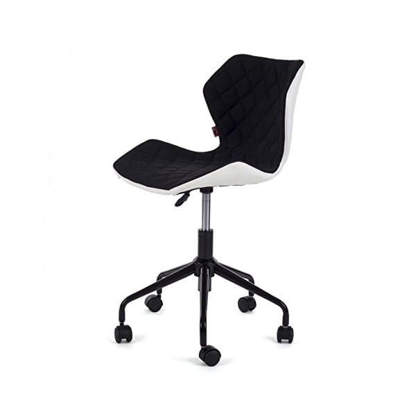 MY SIT Office Chair adjustable bureau stool computer swivel chair design rotatable back rest desk stool comfortable syntetic leather with wheels INO Black/White New - Image 5