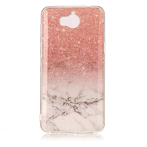 Huawei Y5 2017 / Y6 2017 Case ,Huawei Y5 2017 / Y6 2017 Marble Case , Cozy Hut Soft Back Cover for Huawei Y5 2017 / Y6 2017 Silicone Case Ultra Thin Anti-Scratch Shock Proof Silicone Rubber TPU Bumper Protective Back Case Cover with Cool Marble Stone Print Pattern for Huawei Y5 2017 / Y6 2017 - White rose gold marble