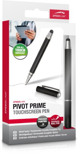 Speedlink Pivot Prime Touchscreen Eingabestift (integrierte Kugelschreiberfunktion – schwarz, Schutzkappe mit Halteclip, 12,9cm Länge) - 4