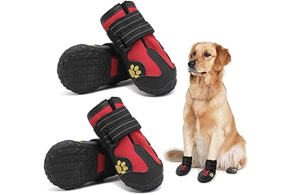 PETANGEL Waterproof Dog Boots for Medium Large Dogs Dog Rain Boots Dog Outdoor Shoes with Two Reflective Fastening Straps and Rugged Anti-Slip Sole (Size: 8)