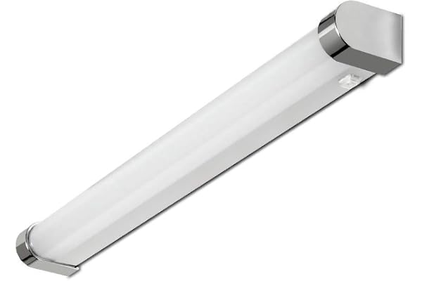 Kwazar Luminaire – Luminaire Salle de Bain à Fixer au-dessus du Miroir – Applique Murale avec Interrupteur – Lumière Blanche Neutre, 15W, 1500lm, 60 cm, Indice de Protection IP44, 230 V, LED, Chrome