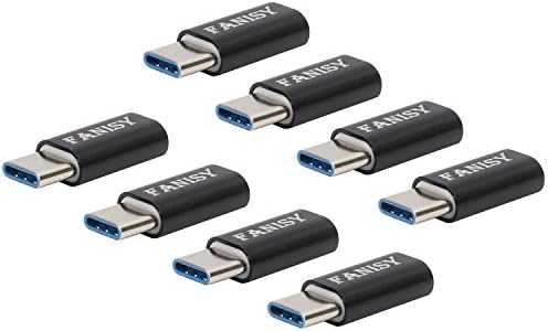 Type C Adapter 8-Pack, FANISY Micro USB to USB-C Adapter,Data Syncing and Chargingfor Samsung S8 S8Pluas,MacBook,ChromeBookPixel,Nexus 5X/6P and Other Type C Devices-Black (USB-C Adapter 8-Pack)