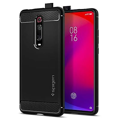 Spigen Coque Xiaomi Mi 9T, Coque Xiaomi Mi 9T Pro [Rugged Armor] Souple Silicone Noir Matte, Anti-Rayure, Anti-Choc, Air Cushion, Coque Etui Housse pour Xiaomi Mi 9T / Mi 9T Pro - Noir