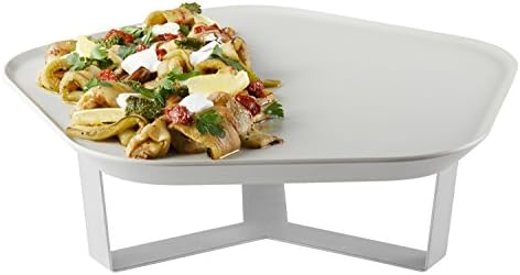 Rosseto SM275 Forme Melamine Tray and 4" Riser Set, Polygon, Ivory (Pack of 2)