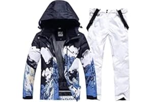 HOTIAN Giacca da sci da Uomo e pantaloni Set, Giacca invernale Donna Calda,Pantaloni Da Sciimpermeabili E Cappotto,per Il Lavoro All'aperto Sci Pesca Equitazione Moto