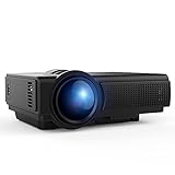 Proyector, Q5 Mini Proyector LCD de 1500 Lumens, Multimedia Home Theater Video Proyector de Apoyo 1080P HDMI USB Tarjeta TF VGA AV para Teatro en Casa TV Juego iPhone Smartphone Negro