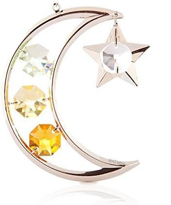 Silver Plated Moon &amp; Star Ornament Made with Swarovski Elements Crystals By Charming Temptations by Matashi